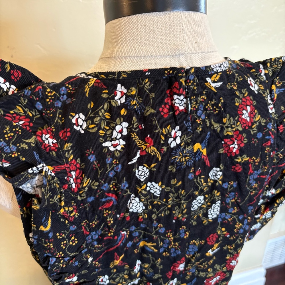 Madewell Corduroy Ruffle-Front Dress in Finch Floral Size 10 - Picture 6 of 14